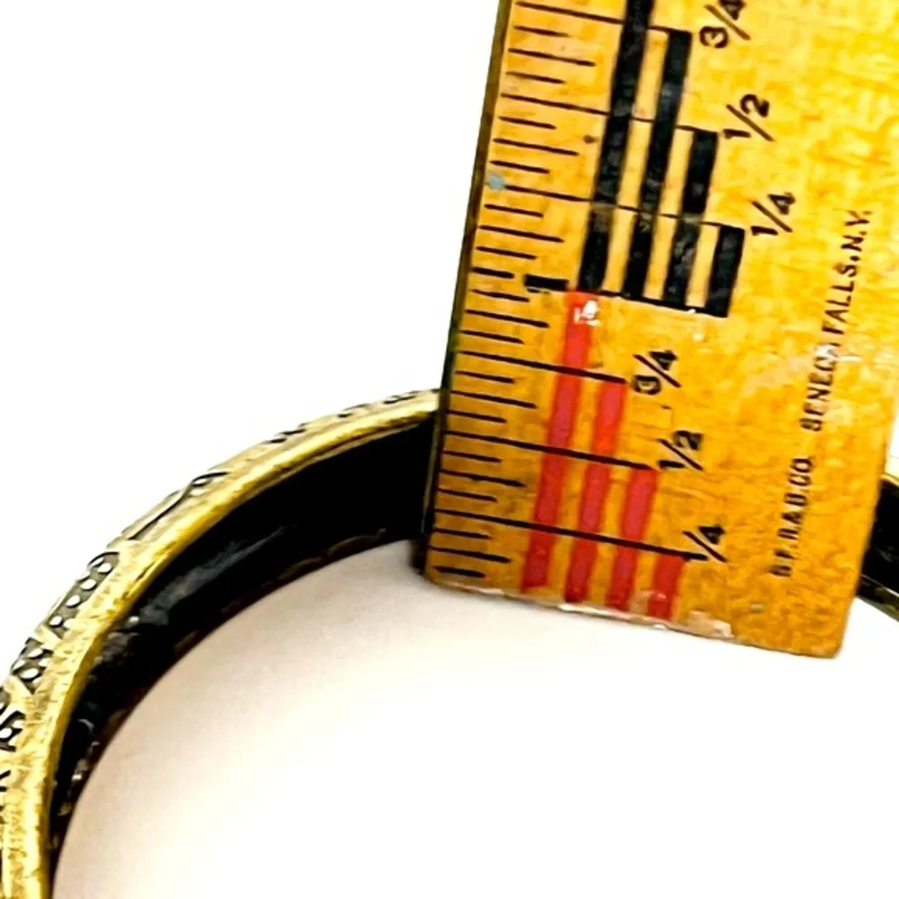Brass Bangle Bracelet Etched Design 1/2 Inch Wide